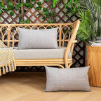 Kevin Textile Pack of 2 Outdoor Waterproof Throw Pillow Covers Decorative Square Outdoor Checkered Pillows Cushion Case Patio Pillows for Couch 12x20 inches 30x50 cm Grey