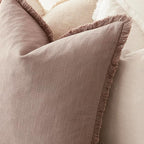 Foindtower Set of 2 Decorative Linen Fringe Lumbar Throw Pillow Covers Farmhouse Cushion Cover with Tassels Soft Accent Pillowcase for Couch Sofa Bed Living Room Home Decor,12×20 Inch,Dusty Pink