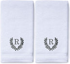 Decorative and Monogrammed Hand Towels for Bathroom Kitchen Makeup | Personalized Gift for Wedding-Bridal | Roman Font Custom Luxury Turkish Towel | Spa Collection, Oversized, 16 X 30 Inch, Set of 2