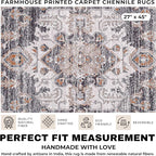 Washable Soft Small Boho Area Rugs, Rags Rug, Printed Carpet Chennile Rugs for Living Room 27x45 inch Dk Grey Rust Multi,Machine Washable Printed Rugs - 30% Cotton, 70% Polyester