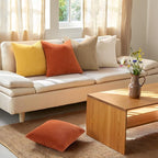 Mecatny Corduroy Decorative Fall Throw Pillow Covers 22x22 Set of 2 for Sofa Living Room, Soft Burnt Orange Neutral Boho Couch Pillow Covers for Home Decor, Rust