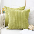 Home Brilliant Euro Sham 24x24 Spring Pillow Covers Set of 2 Striped Corduroy Textured Velvet European Pillow Covers for Couch Holiday Decor, 60cm x 60cm, 24 x 24 inch, Grass Green