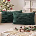 MIULEE Christmas Army Green Throw Pillow Covers Soft Corduroy Decorative Set of 2 Boho Striped Pillow Covers Pillowcases Farmhouse Home Decor for Couch Bed Sofa Living Room 12x20 Inch