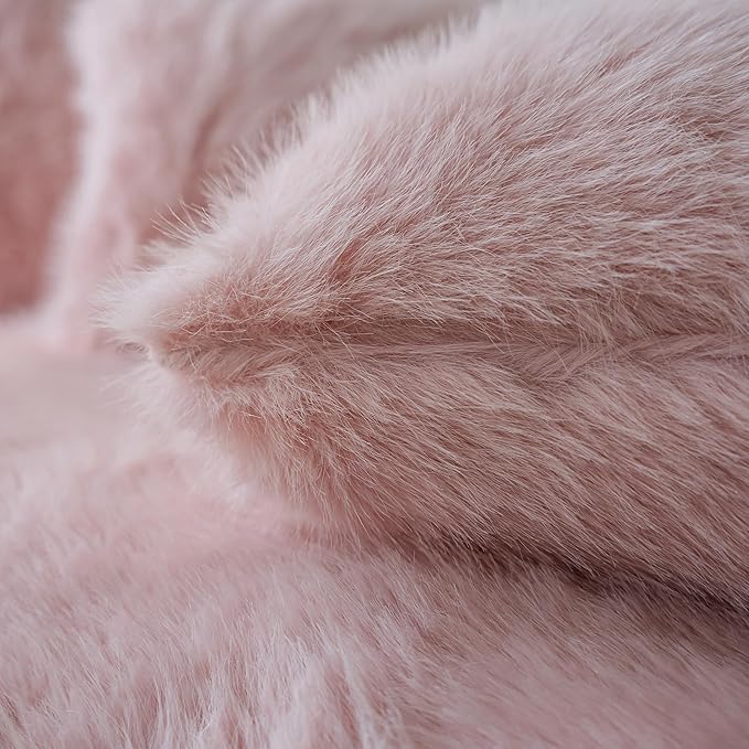 Neelvin Pink Faux Fur Cozy Fluffy Double-Sided Decorative Throw Pillow Covers 18x18 inch Set of 2,Velvet Pillowcase Cushion Case for Sofa Couch