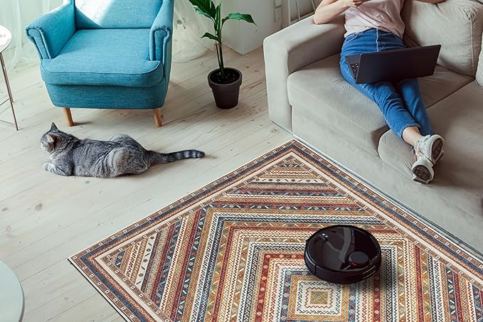 Keen Home Design 2x10 Rug - Machine Washable Runner Rug with Non-Slip Backing, Ideal for Hallway, Entryway, Kitchen, Laundry Room - Vintage, Easy Clean, Durable, Low Pile - (2'6" x 10')
