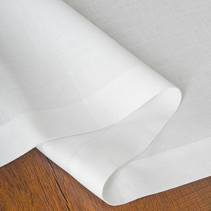 D'Moksha Homes Linen White Table Runner 36 Inches - 100% Pure Linen Small Table Runner 14 x 36 Inch for Dresser, Coffee Tables, Fall, Autumn and Halloween-Machine Washable