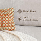 Boho Living Jada Premium Woven Design, Living Room Décor, Decorative Throw, (1) 12" x 20" Pillow Cover, Harvest Orange