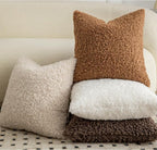 Pack of 2 Curly Teddy Wool Faux Fur Throw Pillow Covers Fuzzy Accent Soft Sherpa Pillowcases Sheepskin Fleece Decorative Cushion Case for Sofa Couch Living Room 20x20 Inch Bronze