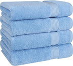 Cotton Paradise 4 Piece Turkish Bath Towels for Bathroom, 100% Cotton Extra Large Soft Plush Towels Bathroom Set, Sky Blue