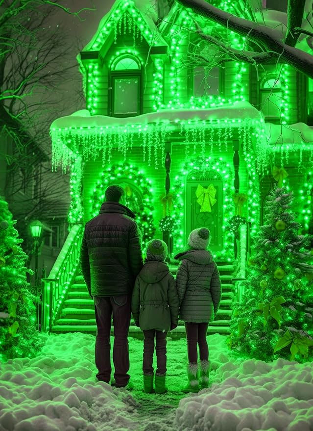 Brightown 100LED Solar String Lights Outdoor, Solar Powered Lights IP65 Waterproof for Party Garden Yard Home Holiday Tree Decoration Lighting (Green, 100LED-2PACK)