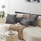 Home Brilliant Rectangle Pillow Cover 12x20 Set of 2 Decorative Plush Striped Velvet Corduroy Oblong Throw Pillows Accent Cushion Covers, 12 x 20 inch, Dark Grey