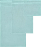 Modern Threads Organic Vines 6-Piece 100% Cotton Towel Set – Yarn Dyed Jacquard & Solid – Includes 2 Bath Towels, 2 Hand Towels, 2 Washcloths – Absorbent, Quick Dry, Soft & Durable – Aqua (Pack of 8)