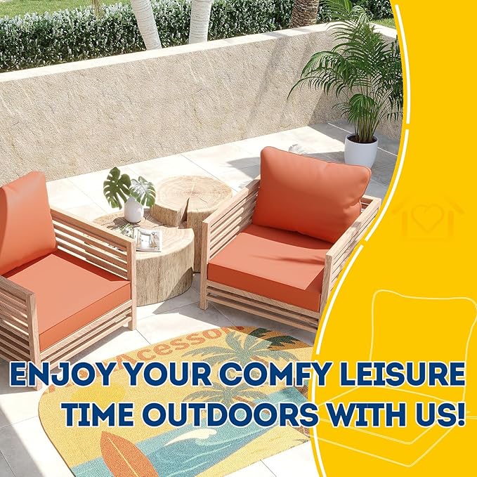 AAAAAcessories Outdoor Deep Seat Cushions, Waterproof, Fade-Resistant Patio Furniture Replacement Cushions, 24" x 24" x 5", Rust