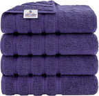 American Soft Linen Luxury 4 Piece Bath Towel Set, 600 GSM 100% Cotton Turkish Bath Towels for Bathroom, 27x54 in Extra Large Bathroom Shower Towels, Purple