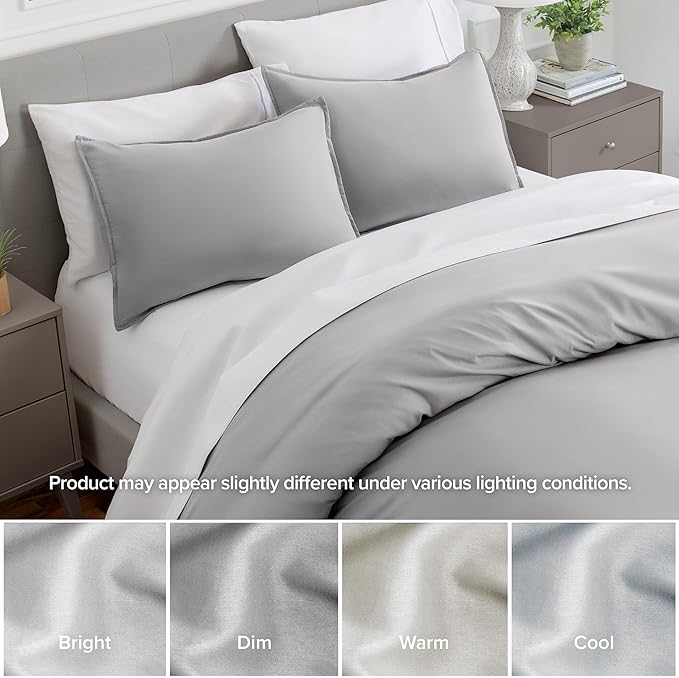 Bare Home King Pillow Sham Covers - Set of 2 - Premium 1800 Ultra-Soft Microfiber - Double Brushed - Stain & Fade Resistant - Bed Pillow Shams - Pillows Not Included (Set of 2, Light Grey)
