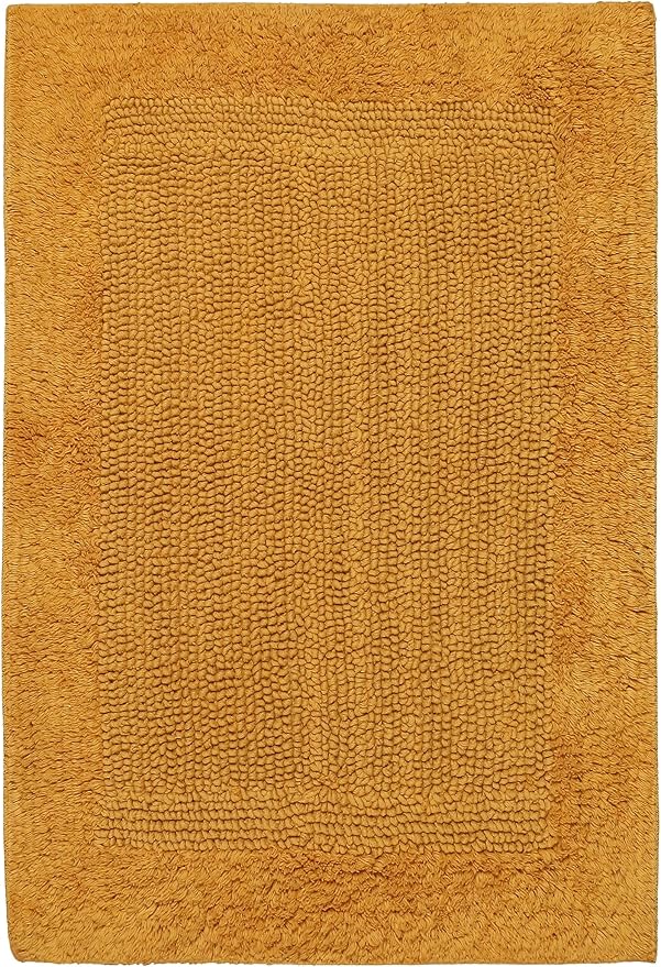 Savi Home Bath Mat Rug 17x24 Honey Mustard, 100% Pure Cotton, Super Soft Bath Rug, Plush & Absorbent, Hand Tufted Heavy Weight Construction, Full Reversible Step Out Rugs
