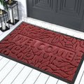 Yimobra Welcome Mat Outdoor 29.5x17, Waterproof Non-Slip Outdoor Mats for Front Door Outside Entrance, Low-Profile Entryway Mat Indoor for Garage Patio, Wine Red