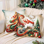Christmas Throw Pillow Covers 16x16 Set of 4 Winter Holiday Decorative Pillowcase Reindeer Snowman Christmas Tree Santa Farmhouse Home Decor for Sofa Couch Cushion