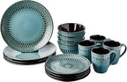 American Atelier 6588-16rb 16 Piece Delilah Round Dinnerware Set, Green