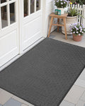 Color&Geometry Large Front Door Mat Outside Entrance, Heavy Duty Non Slip Low Profile Doormat for Entryway, Trap Dirt and Moisture Welcome Mats All-Weather, Easy Clean, Patio, Garage, 28"x60" Grey