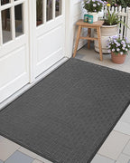 Color&Geometry Large Front Door Mat Outside Entrance, Heavy Duty Non Slip Low Profile Doormat for Entryway, Trap Dirt and Moisture Welcome Mats All-Weather, Easy Clean, Patio, Garage, 28"x60" Grey