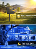 Brightown 100LED Solar String Lights Outdoor, Solar Powered Lights IP65 Waterproof for Party Garden Yard Home Holiday Tree Decoration Lighting (Blue, 100LED-1PACK)