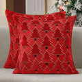 Christmas Pillow Covers 18x18 inch Set of 2 Christmas Decorations Soft Plush Faux Fur Wool Red Xmas Tree Throw Pillow Cases Winter Holiday Decor for Sofa Living Room PT012B18