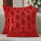Christmas Pillow Covers 18x18 inch Set of 2 Christmas Decorations Soft Plush Faux Fur Wool Red Xmas Tree Throw Pillow Cases Winter Holiday Decor for Sofa Living Room PT012B18