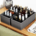 4-Pack Collapsible Fabric Drawer Organizers - 12"x6"x4" Foldable Storage Box with 5 Compartments, Closet Dividers for Socks, Ties, Belts, Accessories (Grey)