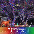 2 Pack Christmas Lights Outdoor, Total 200FT 600LED Christmas Tree Lights with 8 Modes Waterproof, Green Wire Dtring Twinkle Lights for Indoor Patio Garden Xmas Party Decorations, Multicolor