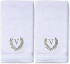 Decorative and Monogrammed Hand Towels for Bathroom Kitchen Makeup | Personalized Gift for Wedding-Bridal | Roman Font Custom Luxury Turkish Towel | Spa Collection, Oversized, 16 X 30 Inch, Set of 2