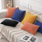 MIULEE Pack of 2 Decorative Lumbar Throw Pillow Covers 12x20 Inch Soft Boho Striped Textured Corduroy Pillow Covers Modern Farmhouse Home Decor for Couch Bed Sofa Living Room Coral Red