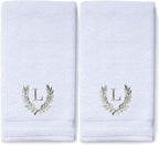 Decorative and Monogrammed Hand Towels for Bathroom Kitchen Makeup | Personalized Gift for Wedding-Bridal | Roman Font Custom Luxury Turkish Towel | Spa Collection, Oversized, 16 X 30 Inch, Set of 2