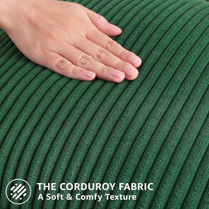 Mecatny Christmas Decorative Corduroy Throw Pillow Covers 24x24 Set of 2 for Sofa Living Room, Soft Neutral Boho Couch Pillow Covers for Home Decor, Christmas Green