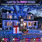 750 LED 240FT Christmas String Lights Outdoor, 12 Pro Modes and Timer Memory & Brightness, Plug in Outdoor Waterproof Clear Wire Twinkle Light for for Xmas Yard Tree Wedding Party Decor (Blue)