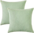 Mecatny Corduroy Decorative Throw Pillow Covers 24x24 Set of 2 for Sofa Living Room, Soft Neutral Boho Couch Pillow Covers for Home Decor, Sage Green