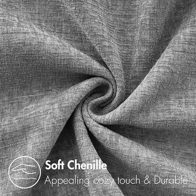 MIULEE Pack of 2 Couch Throw Pillow Covers 12x20 Inch Soft Dark Gray Chenille Pillow Covers for Sofa Living Room Solid Dyed Pillow Cases
