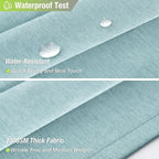 Jubilantex Folding Linen Shower Curtain for Bathroom Blue Waterproof Shower Curtain 1 Panel with 14 Metal Grommets and 1 Tie Back for Hotel,70"x70"