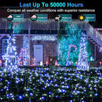 750 LED Christmas Lights Outdoor Use, 246ft 8 Lighting Modes Fairy Lights for Outside, Christmas Tree Lights IP44 Waterproof for Xmas Patio Yard Fence Deck Balcony Garden Decor Blue & Cool White
