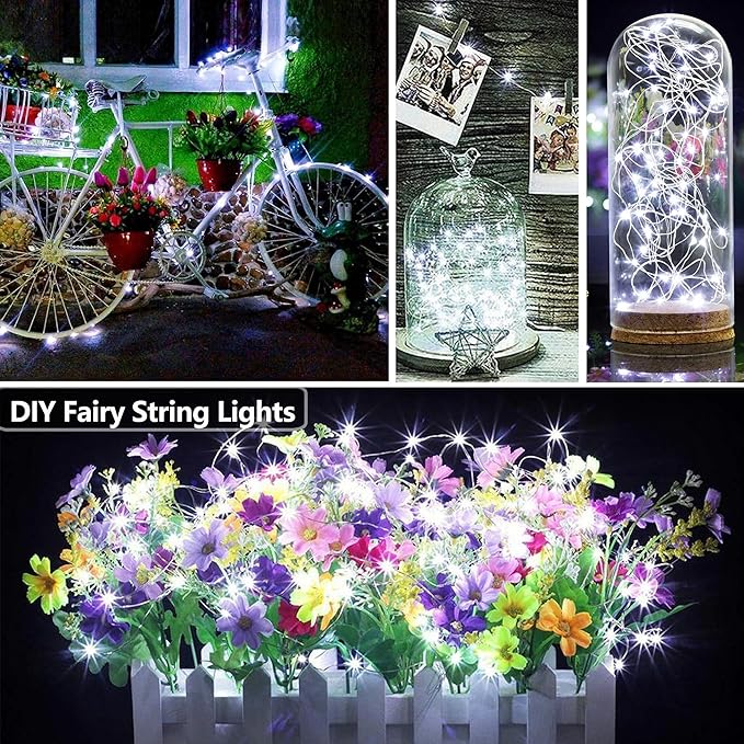 Joomer Battery String Lights, 2PACK Total 32FT 100 LED Battery Operated String Light, Twinkle Fairy Lights with Timer for Indoor Decor- Batteries Not Included (White)