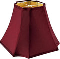 GO&SO Medium Burgundy Red Lampshade Square Cut Corner Lamp Shade for Floor and Table Lamps, 6.5x13.2x10.6", Burgundy, Natural Faux Silk Octagonal & Bell Lampshade,Easy Assembly Required