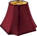 GO&SO Medium Burgundy Red Lampshade Square Cut Corner Lamp Shade for Floor and Table Lamps, 6.5x13.2x10.6", Burgundy, Natural Faux Silk Octagonal & Bell Lampshade,Easy Assembly Required