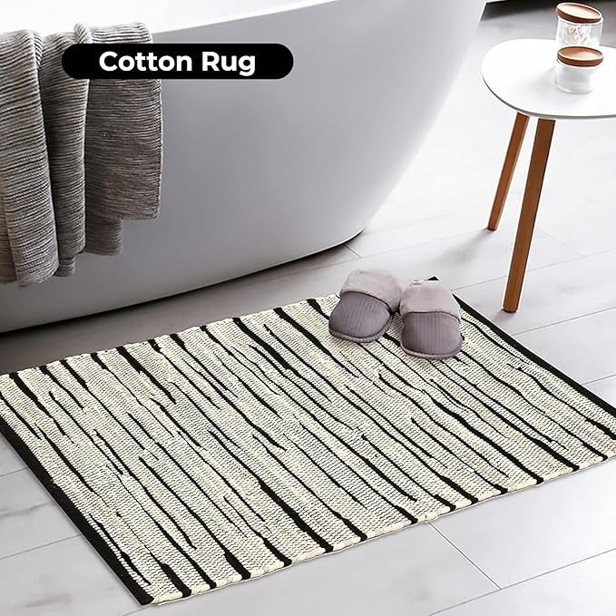 Bedding Craft Handmade Woven Tonal Chindi Rugs 24x36-Inch Rectangle, Reversible Farmhouse Braided Cotton Rug - Grey Multi