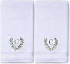 Decorative and Monogrammed Hand Towels for Bathroom Kitchen Makeup | Personalized Gift for Wedding-Bridal | Roman Font Custom Luxury Turkish Towel | Spa Collection, Oversized, 16 X 30 Inch, Set of 2