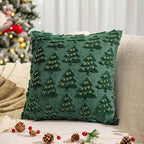 AQOTHES Christmas Tree Decorative Green Throw Pillow Covers 18x18 Set of 2, Faux Fur Farmhouse Throw Pillows Cushion Cases for Xmas Winter Holiday Home Decor