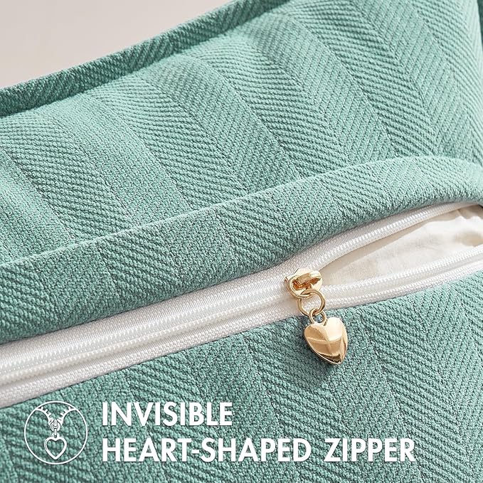 MIULEE Pack of 2 Aqua Green Decorative Pillow Covers 18x18 Inch Soft Chenille Luxurious Couch Throw Pillows Farmhouse Cushion Covers with Elegant Design for Sofa Bedroom Living Room Home Decor