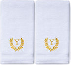 Decorative and Monogrammed Hand Towels for Bathroom Kitchen Makeup | Personalized Gift for Wedding-Bridal | Roman Font Custom Luxury Turkish Towel | Spa Collection, Oversized, 16 X 30 Inch, Set of 2