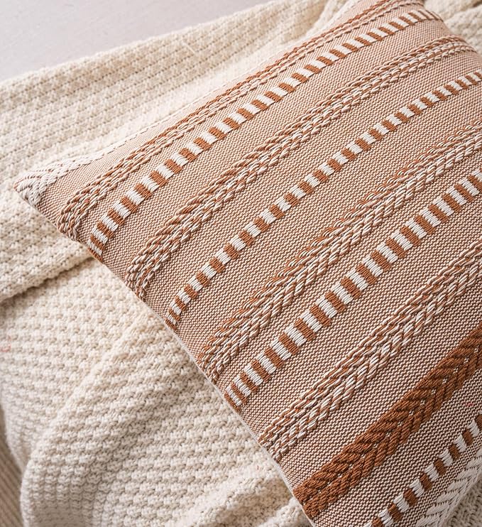 Boho Lumbar Pillow Covers 14x36 Long, Farmhouse Decorative Couch Pillow Cases, Brown Accent Pillows of Bed, Sofa Bedroom Living Room Home Decor Cushion Cover, Pack of 1