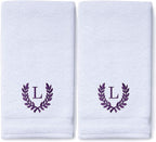 Decorative and Monogrammed Hand Towels for Bathroom Kitchen Makeup | Personalized Gift for Wedding-Bridal | Roman Font Custom Luxury Turkish Towel | Spa Collection, Oversized, 16 X 30 Inch, Set of 2