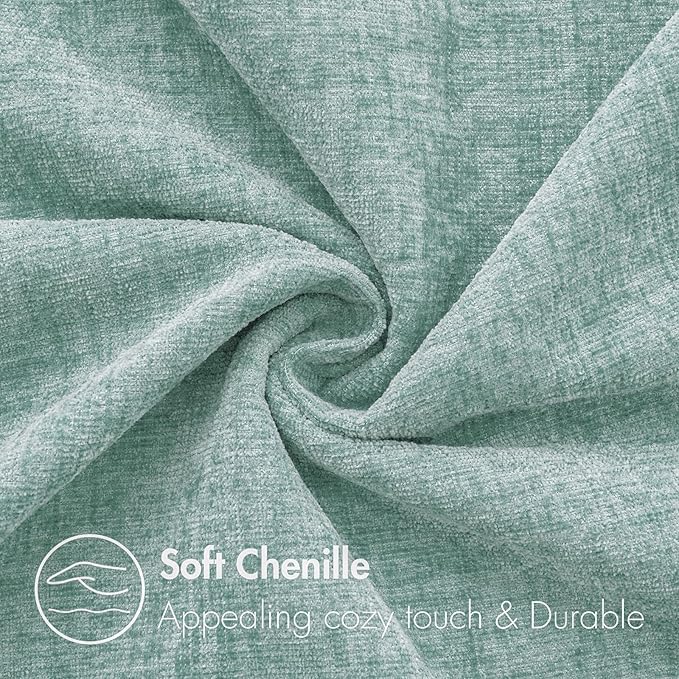 MIULEE Pack of 2 Couch Throw Pillow Covers 20x20 Inch Soft Aqua Green Chenille Pillow Covers for Sofa Living Room Solid Dyed Pillow Cases